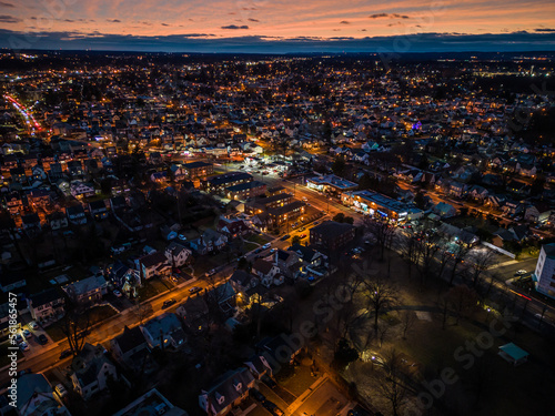 Aerial View Elizabeth New Jersey at night