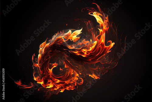 Flaming fires - hot, burning fiery design created by generative AI