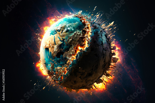 Planet Earth Implosion - illustration - AI Generated