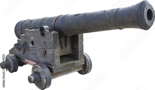 Isolated PNG cutout of an old naval cannon on a transparent background, ideal for photobashing, matte-painting, concept art 
