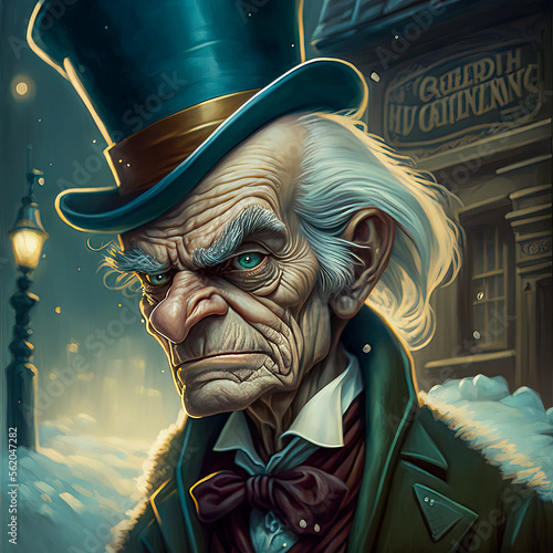 Portrait of Ebenezer Scrooge From Charles Dicken's "A Christmas Carol" 