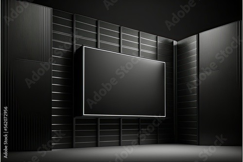  blank black big videowall, Ideal for tv shows, presentations, ai generated