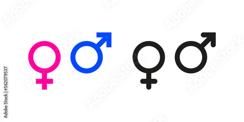 Male and female gender symbol. Woman and man pink and blue, sex graphic icon. 