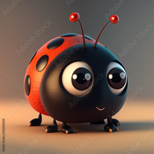 Cute Cartoon Lasy Bug Character (Generative AI)