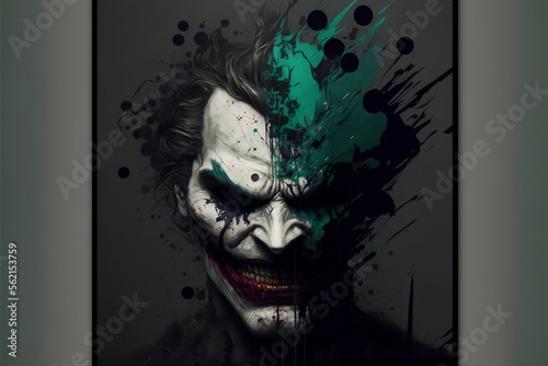 Scary Joker figure in a photo frame
