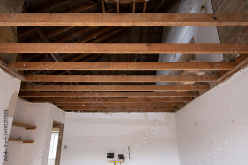 Old exposed ceiling rafters