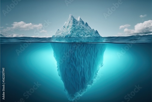 iceberg in polar regions which shows a big hidden potential beneath the surface created with generative ai