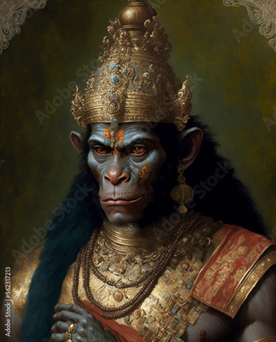 Generative AI illustration of Hanuman hindu god