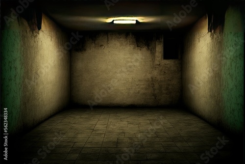 Old empty, grunge basement room, ai generated