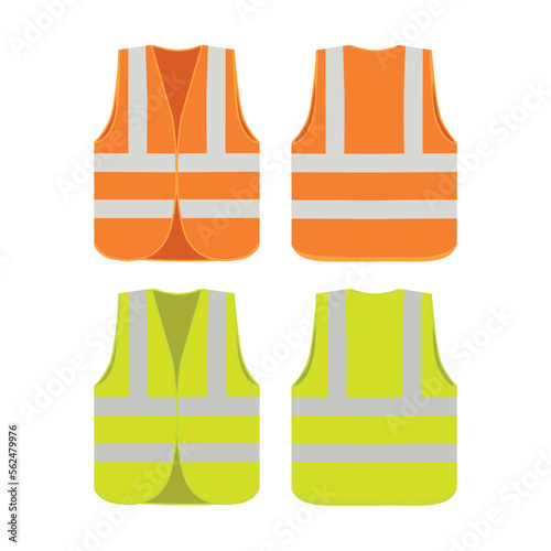 Safety jacket security isolated on white background. Yellow visible vest for safety. Reflective uniform. Vector stock