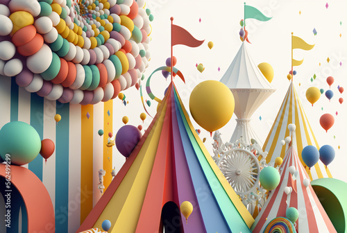 abstract fantasy 3d rainbow carnival deign on white background,generative,ai.