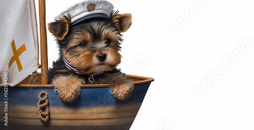 A cute yorkshire terrier sailor