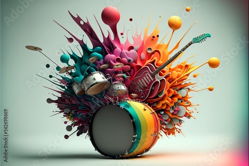 colorful music and instrument explosion