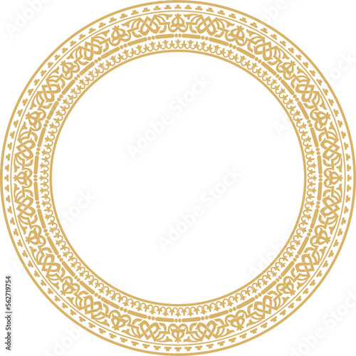 Vector round gold seamless classic byzantine ornament. Infinite circle, border, frame Ancient Greece, Eastern Roman Empire. Decoration of the Russian Orthodox Church..