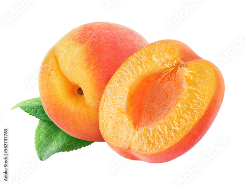 Isolated cut apricots