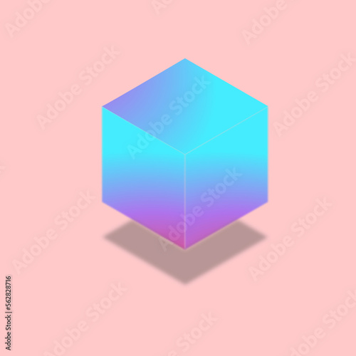 Cube. Colorful background with doodle nature forms. Colored drawn objects in vector
