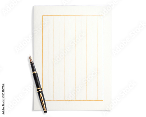 空白の便箋と万年筆の背景テクスチャー