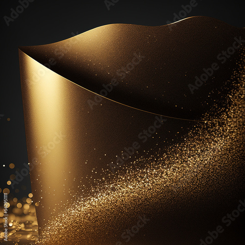 dark abstract golden foil yellow background, imitating 3D, generative AI 