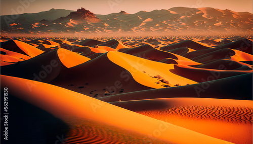 Sahara desert Beautiful sand dunes Generative AI