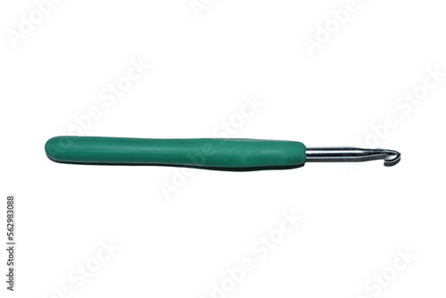 blue crochet hook, needlework, with clipping path isolated on white background