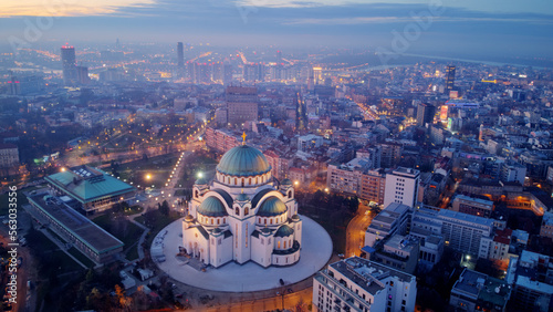 View of Saint Sava, orthodox church in Belgrade, Serbia.