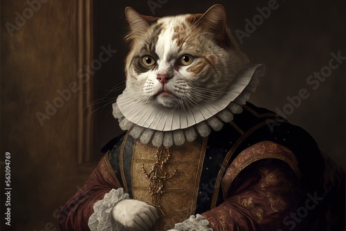 cat as william shakespeare illustration generative ai