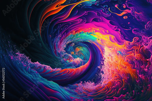 Abstract psychedelic waves, colorful gradients, Generative AI