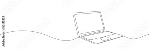 One line drawing of laptop gadget