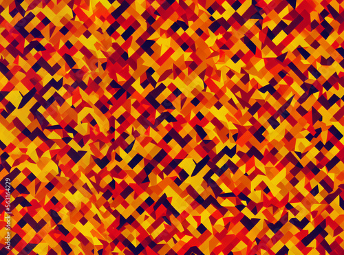 Abstract background with slightly blurred converging and transversal lines of warm colors with a confusing look.
