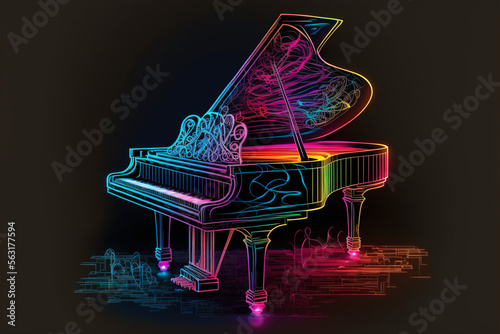 Abstract Piano Neon Illustration Background