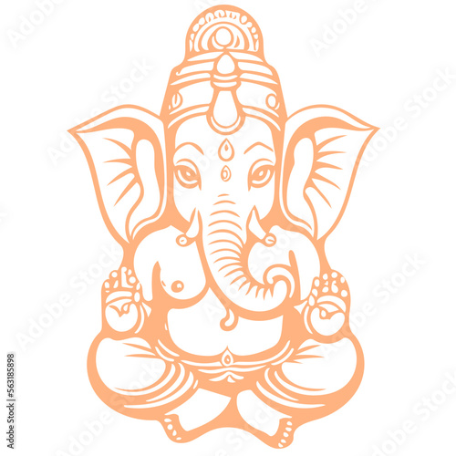 Hindu God Ganesha Line Art