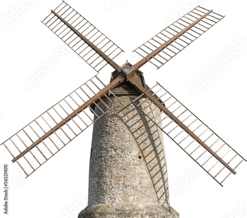 Isolated PNG cutout of medieval mill on a transparent background, ideal for photobashing, matte-painting, concept art
