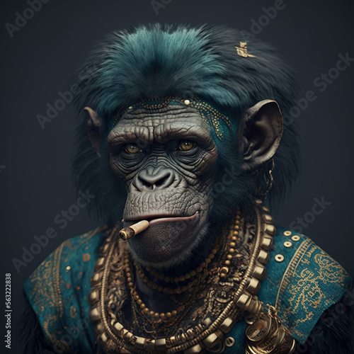 An aristocratic Monkey created with Generative AI technology
