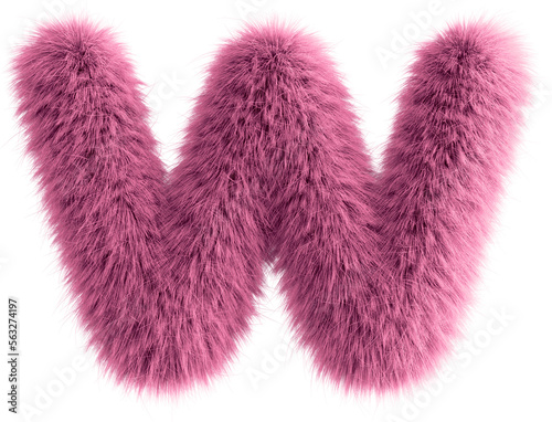 Pink 3D Fluffy Letter W