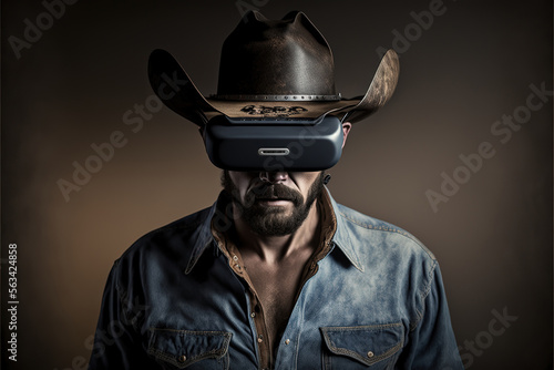chuck norris, texas ranger, walker, cowboy with vr headset, ai generative