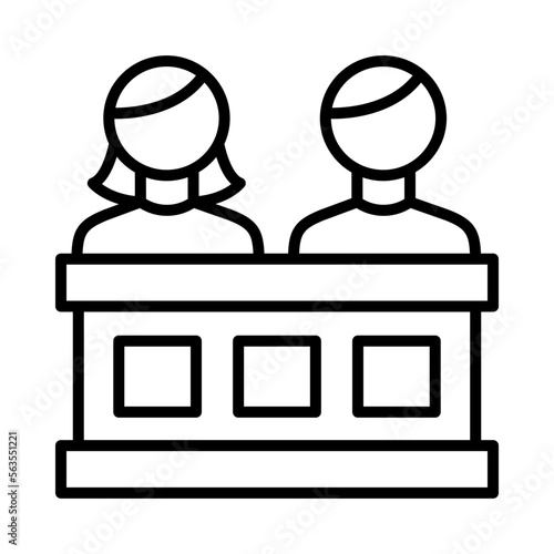 Jury Isolated Silhouette Solid Line Icon with jury, court, court-case, defence, law, legal Infographic Simple Vector Illustration