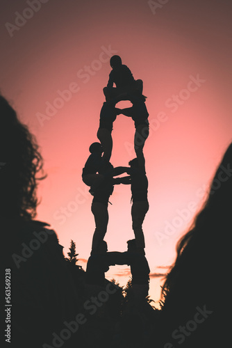 silhouette of catalan castells