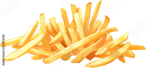 Potato French Fries Detailed Hand Drawn Illustration Vector Isolated