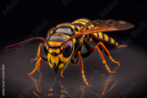 portrait of a wasp on a black background. generative ai