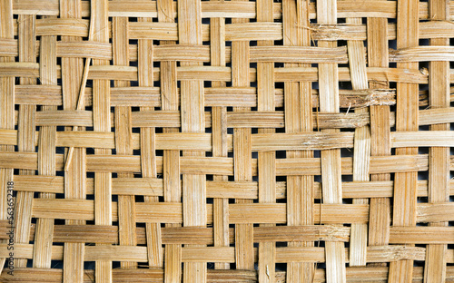 Closeup of wicker basket with details of weft