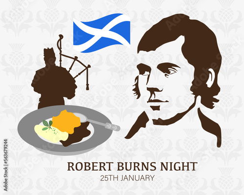 Robert Burns Night 25th January Scottish heritage festival. Vector vintage illustration