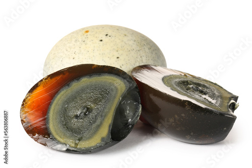 Century egg on white background