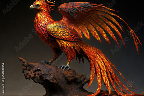 an illustration of a majestic phoenix fire bird, Generative AI