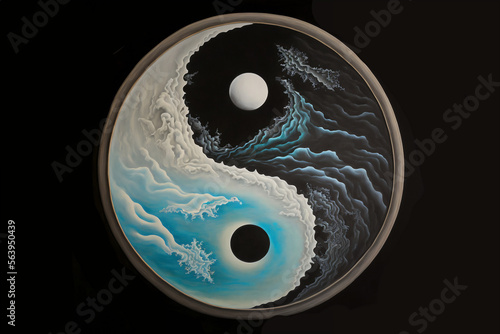 Day and night ocean representing the yin and yang.