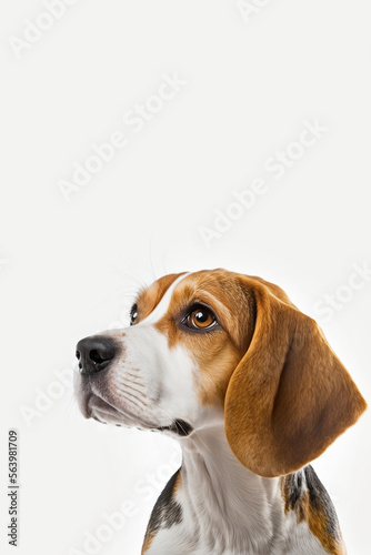 Beagle dog white background, Generative AI