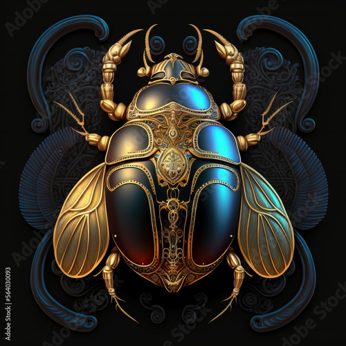 Ancient Egyptian scarab beetle. sketch art for artist creativity and inspiration. generative AI