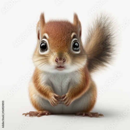 super cute baby squirrel - realistic illustration