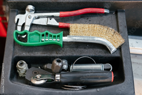 Car mechanic's tools in garage