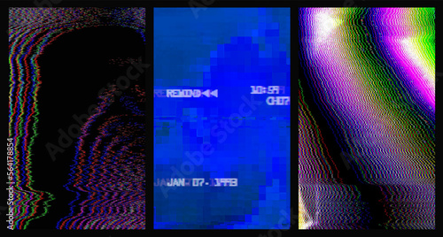 distorted rgb glitch, screen error, retro crt tv, scanlines background texture vector collection