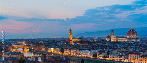 View of Florence after sunset from Piazzale Michelangelo, Florence, Italy